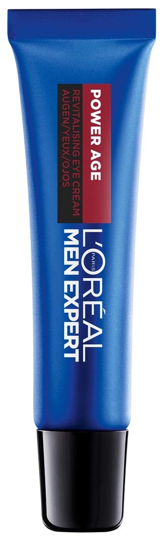 L'Oréal Men Expert Eye Cream for Wrinkles for Men, Anti-Ageing Eye Care for Tired and Matte Skin, Men's Moisturiser with Hyaluronic Acid, Power Age, 1 x 15 ml