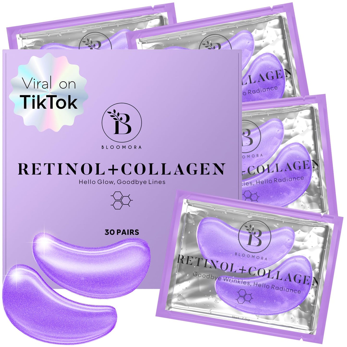 BLOOMORA Mixed Eye Pads (30 Pairs) | Eye Pads with Niacinamide & Eye Pads Hyaluronic | Eye Pads Against Dark Circles | Remove Dark Circles | Eye Patches