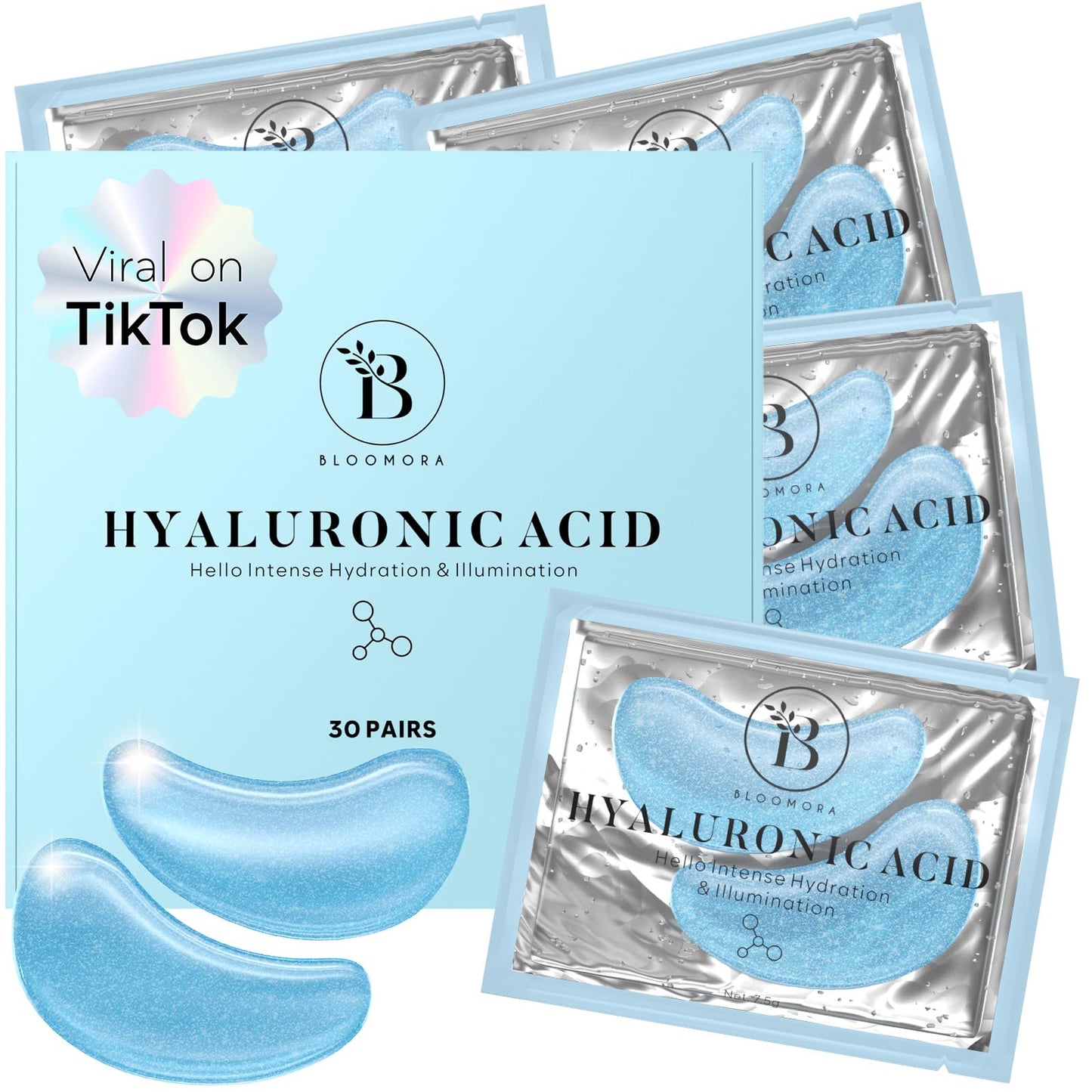 BLOOMORA Mixed Eye Pads (30 Pairs) | Eye Pads with Niacinamide & Eye Pads Hyaluronic | Eye Pads Against Dark Circles | Remove Dark Circles | Eye Patches