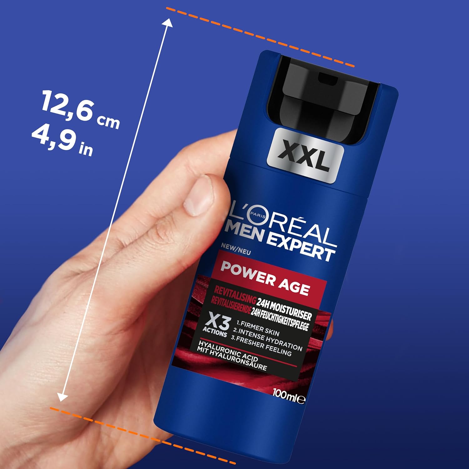 L'Oréal Men Expert XXL Face Care Against Wrinkles for Men, Anti-Ageing Moisturising Cream for Matte Skin, Face Cream for Men with Hyaluronic Acid, Power Age, [Amazon Exclusive], 1 x 100 ml