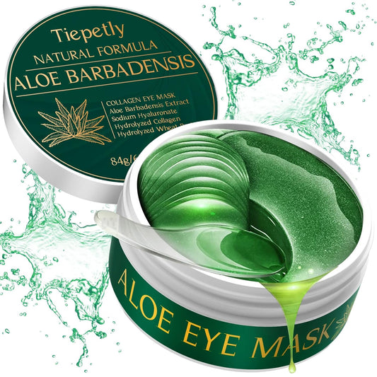 Eye Pads, 60 Pieces Eye Pads, Collagen Eye Pads Against Dark Circles with Aloe Vera, Hyaluronic Acid Eye Mask, Dark Circles Removal, Wrinkles, Eye Bags, Puffiness (Green)